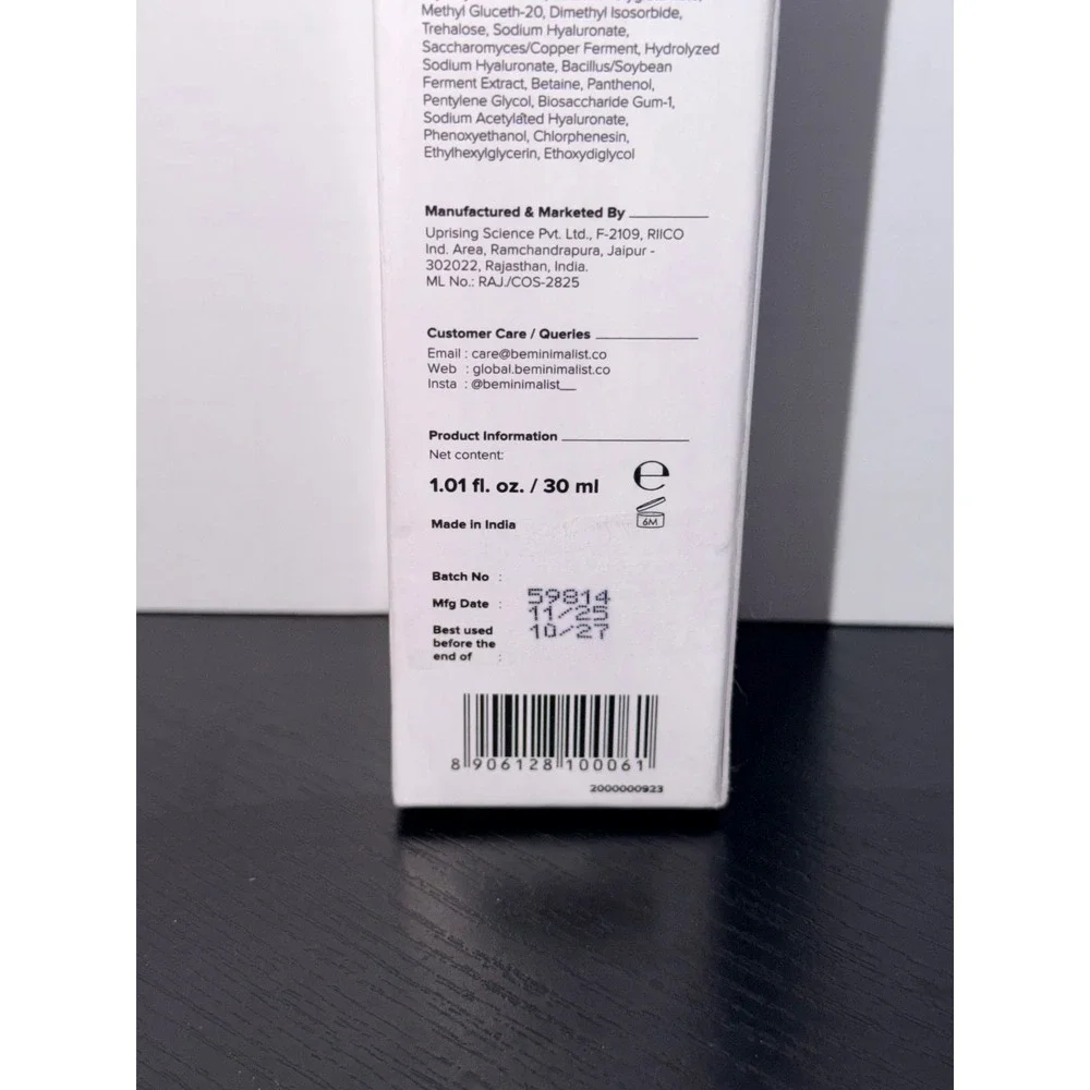 Minimalist Hyaluronic + PGA 02% Face Serum with Vitamin B5 30ml Hydrating Serum